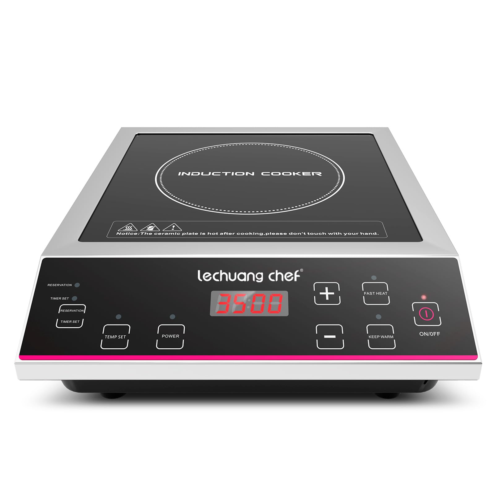 3500W Single Induction Cooker, 10-level Power Setting, 24-hours Timer, 50 kg Large Load Capacity, Temperature Control, Commercial Induction Cooktop