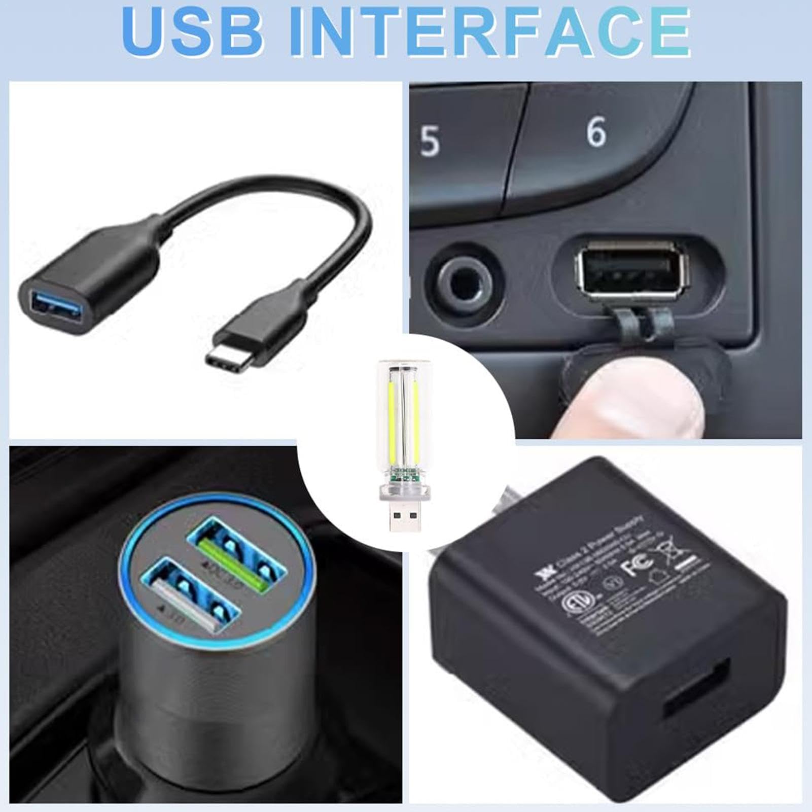 Lot De 8 Lampes LED USB Rétro Pour Voiture - Ambiance Couleur Tactile - Décoration Intérieur Auto, Chambre