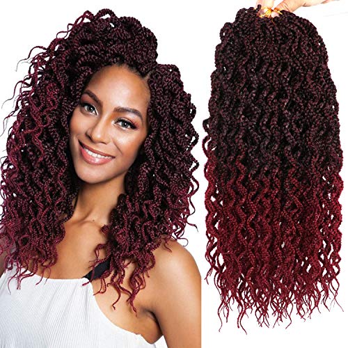 9 Bundles 18 Inch Wavy Box Braids Crochet Hair Deep Wavy Box Braids Crochet Braids with Curly Ends (#TBug)