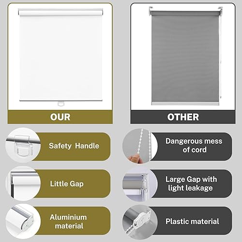 Miniatura 4 de Moonice Persianas enrollables sin cordón para ventana, persianas enrollables con aislamiento térmico enrollables para el hogar, oficina, sala de
