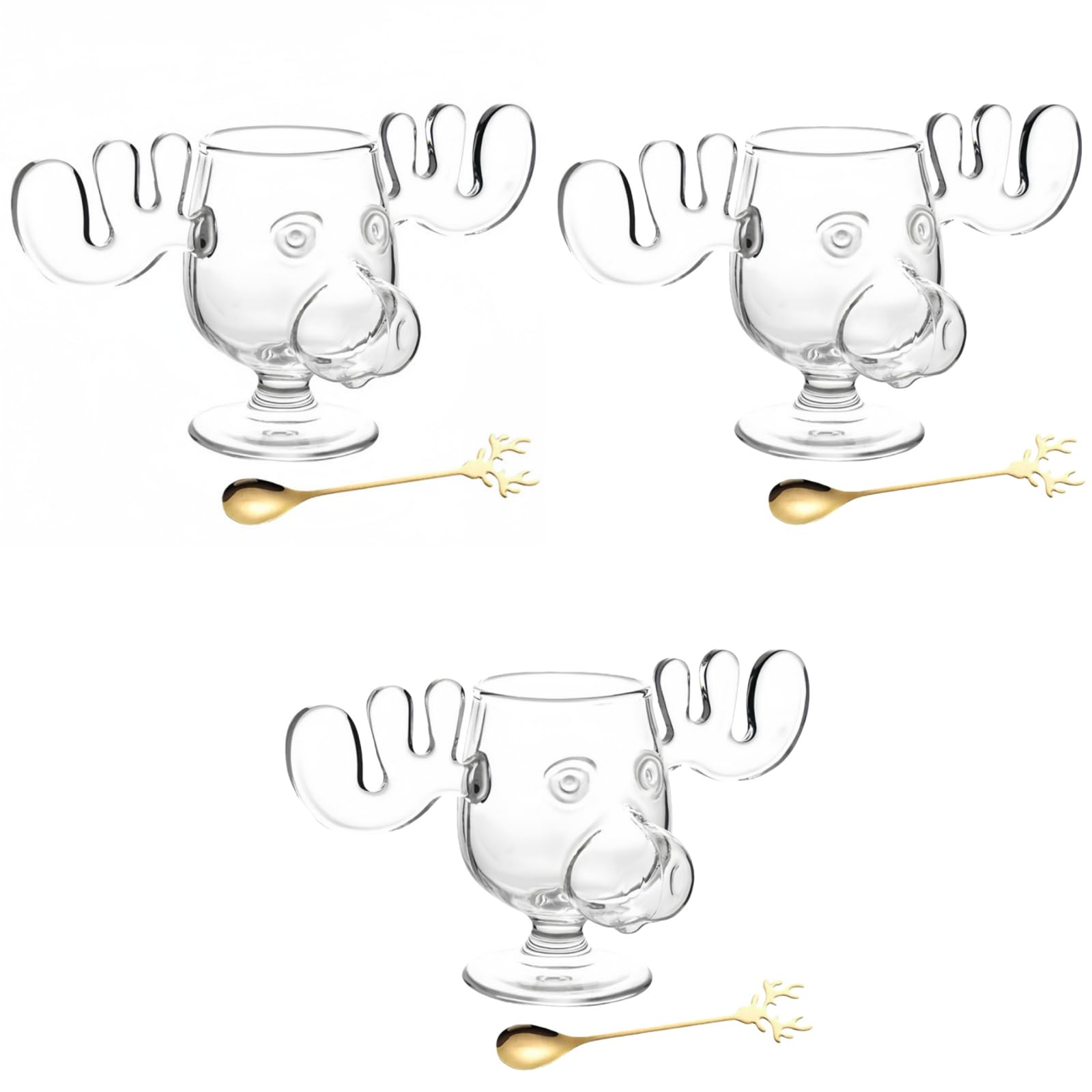 Elch Gläser Weihnachtsglas,Elchgläser Christmas Mug,2025 Neu Weihnachtstassen,Elch Glas Moose Mug,Weihnachtsgläser National Weihnachtsurlaub,Klar,Urlaubsgeschenke für Kaffee,Tee,Getränke (3 PCS)