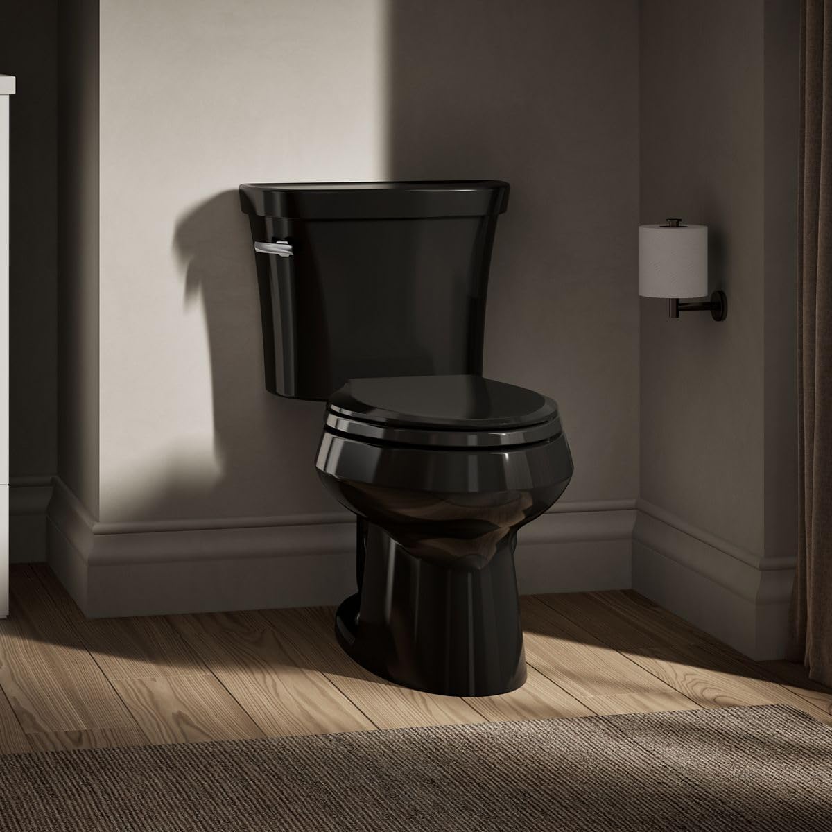 Kohler K-3978-7 Wellworth Elongated 1.6 gpf Toilet, Black Black