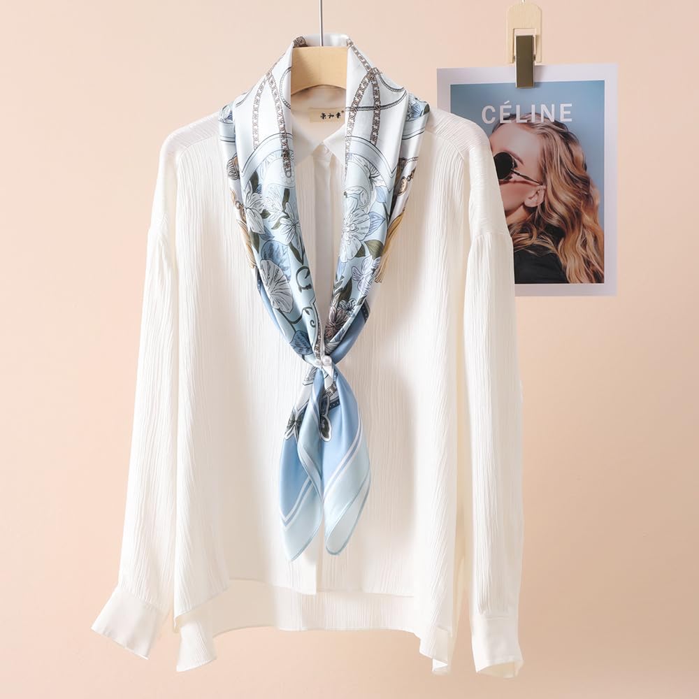 100% Mulberry Silk Scarf for Women for Neck, Large Bandana Square Satin Head Scarf for Hair 35"x35" - Image 5