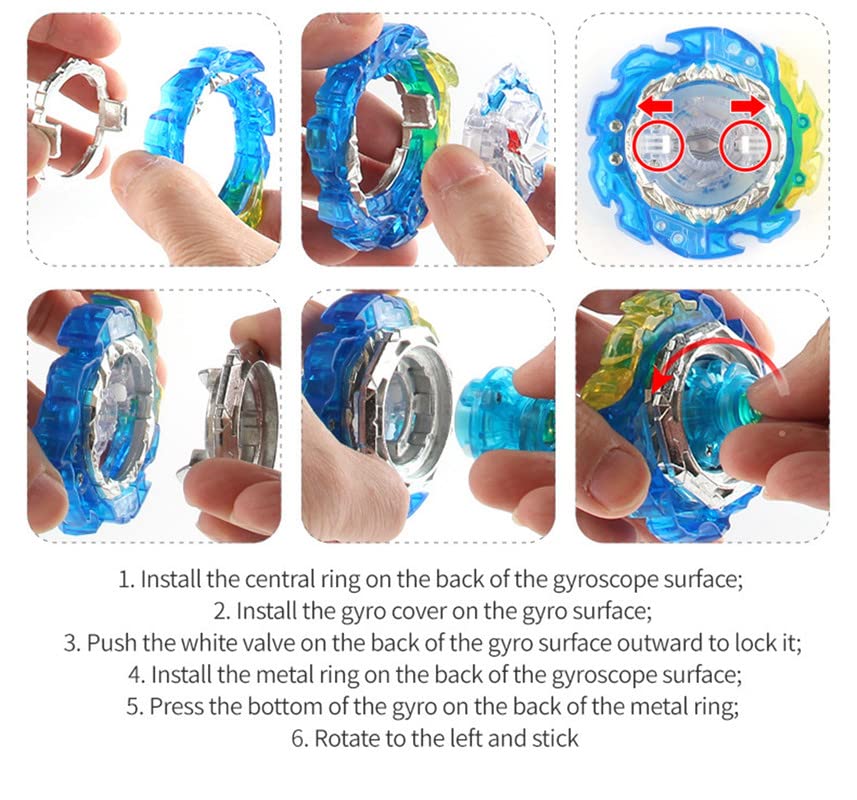 Miniatura 8 de Juego de lanzador de chispas para 8-12 cuchillas de juego para niños, juguete Bey Burst Bayblayed King Helios Battling Tops LR Launcher Bey Battle