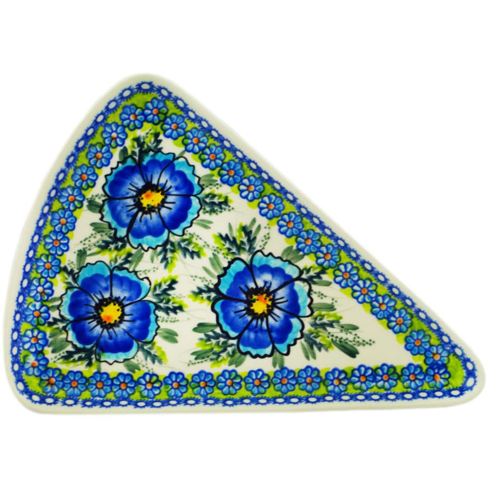 Polish Pottery 11¾-inch Pizza Plate (Orchid Crown Theme) Signature UNIKAT + Certificate of Authenticity