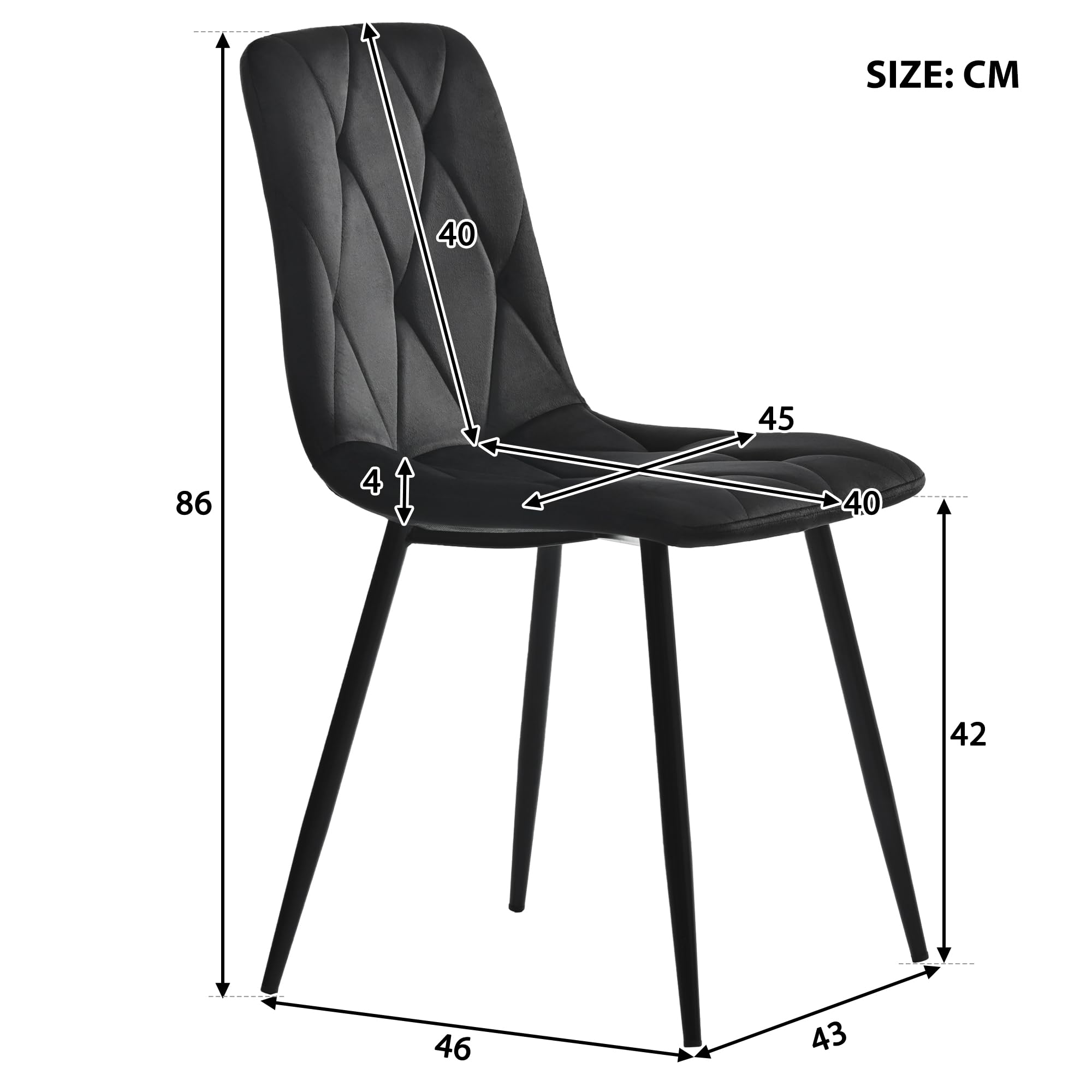 LAKFEW Esstisch mit 4 Stühlen, Esszimmerstühle 4er Set mit 115.5 x 100 cm Marmor-Esstisch und 4 Esszimmerstühle, Essgruppe Tisch und Stühle Set, Küchenmöbel, Schwarz