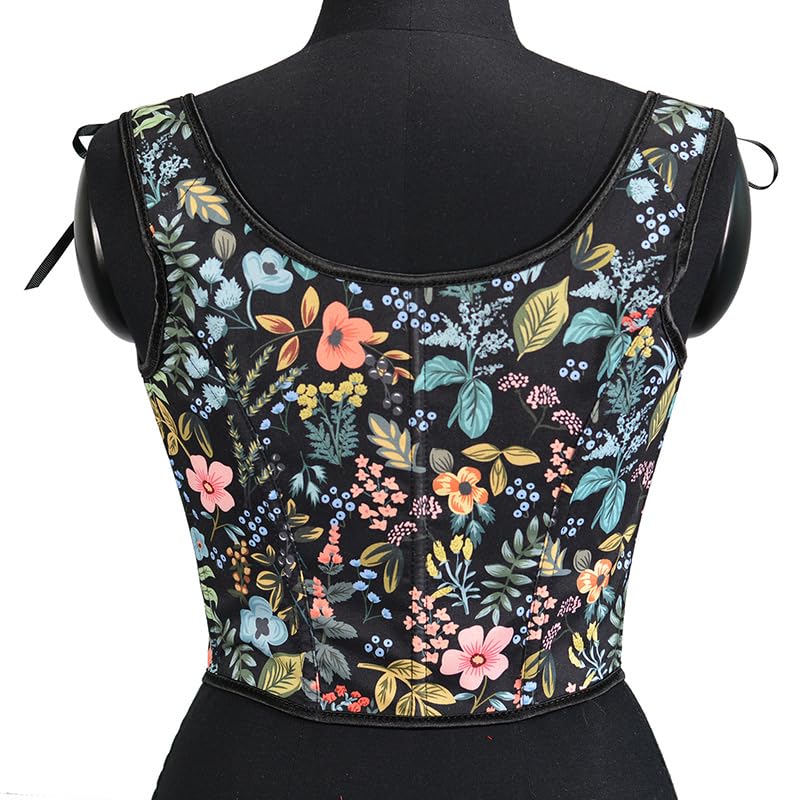 Image of CONCINEROS Women's Summer Vintage Floral Renaissance Corset Top for Women Y2k Tops Sleeveless Drawstring Crop Top