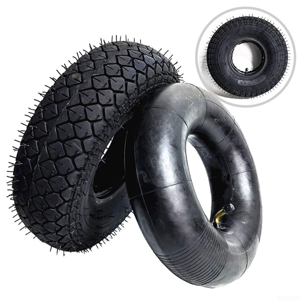 12 Zoll 4.00-5 Reifen Set mit Schlauch und Außenreifen für Buggy für Bike Elektro Scooter robustes Gummimaterial schwarz geeignet für Luftbereifung im Außenbereich Ersatzteil