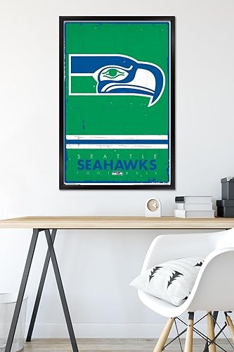 Miniatura 6 de Trends International Póster de pared con logotipo retro de Seattle Seahawks, 22.375 x 34 pulgadas