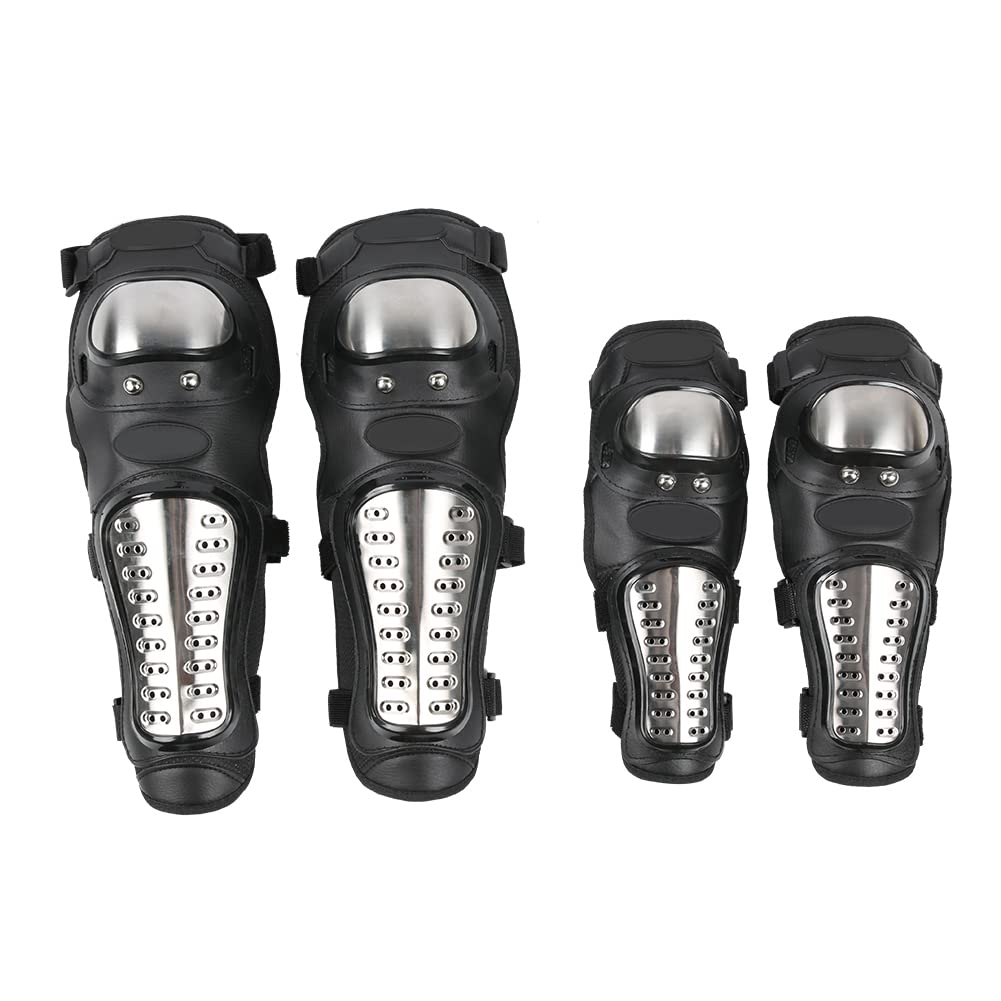 Ensemble de coudières de genou en acier inoxydable, équipement de protection haute résistance avec un design respirant pour moto, vélo de montagne, ski, skateboard, sport,