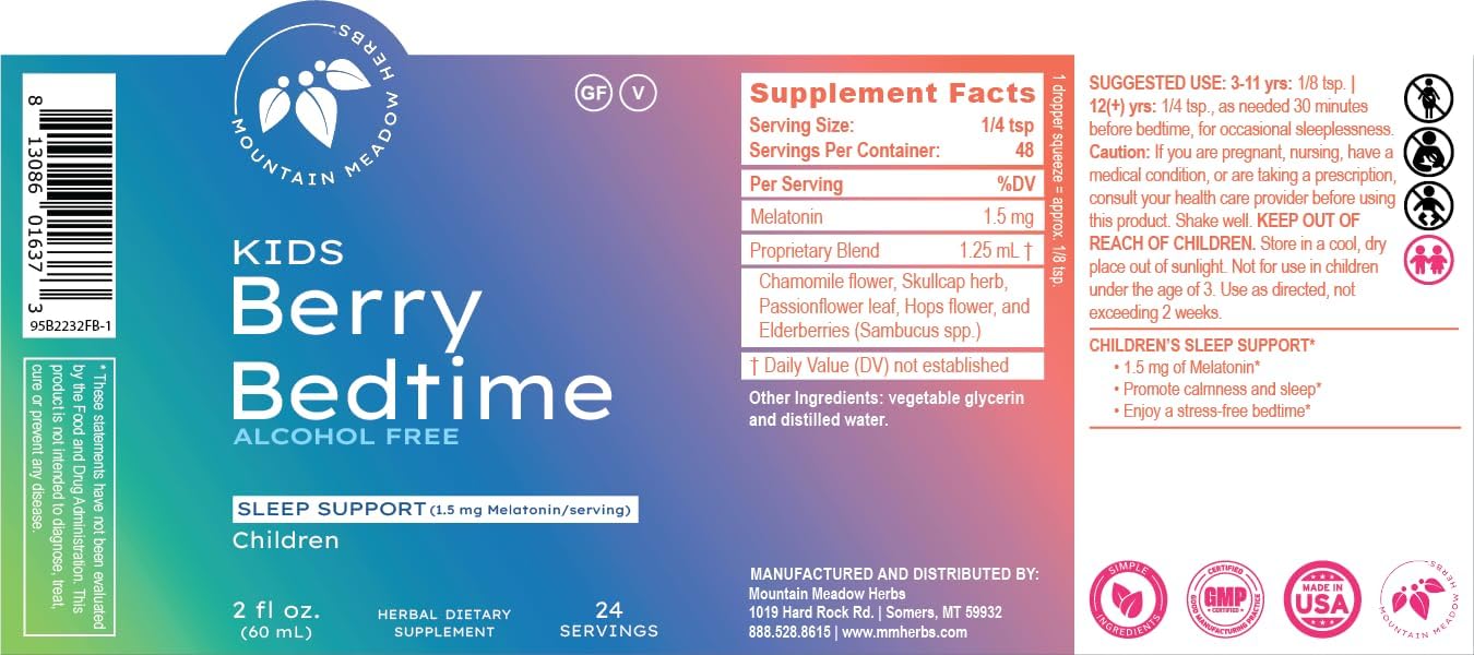 Mountain Meadow Herbs Berry Bedtime – Kids Sleep Support Drops with Melatonin, Chamomile, Lemon Balm & Passionflower - Natural Sleep Aid for Children – 2 oz - Image 7