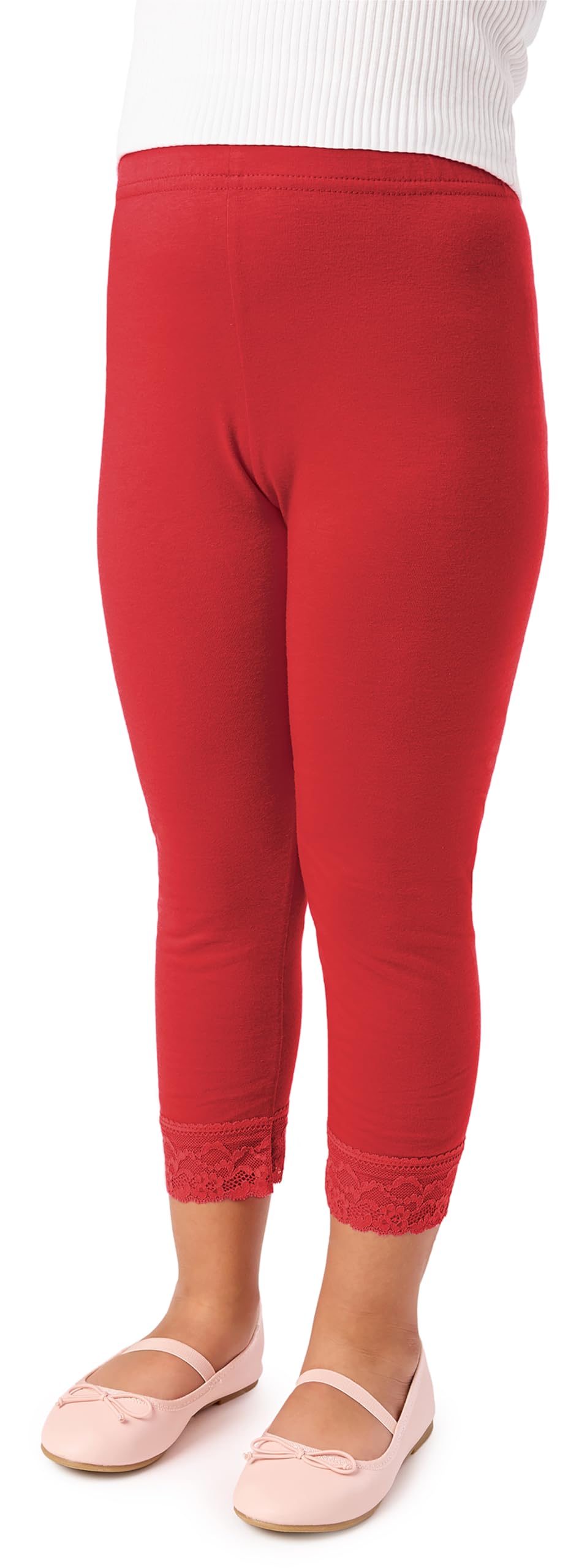 Merry Style 3/4 Leggings Kinder Mädchen aus Baumwolle Einfarbig Kurze Leggings Mädchen bequeme Sommerhose mit Spitze MS10-228
