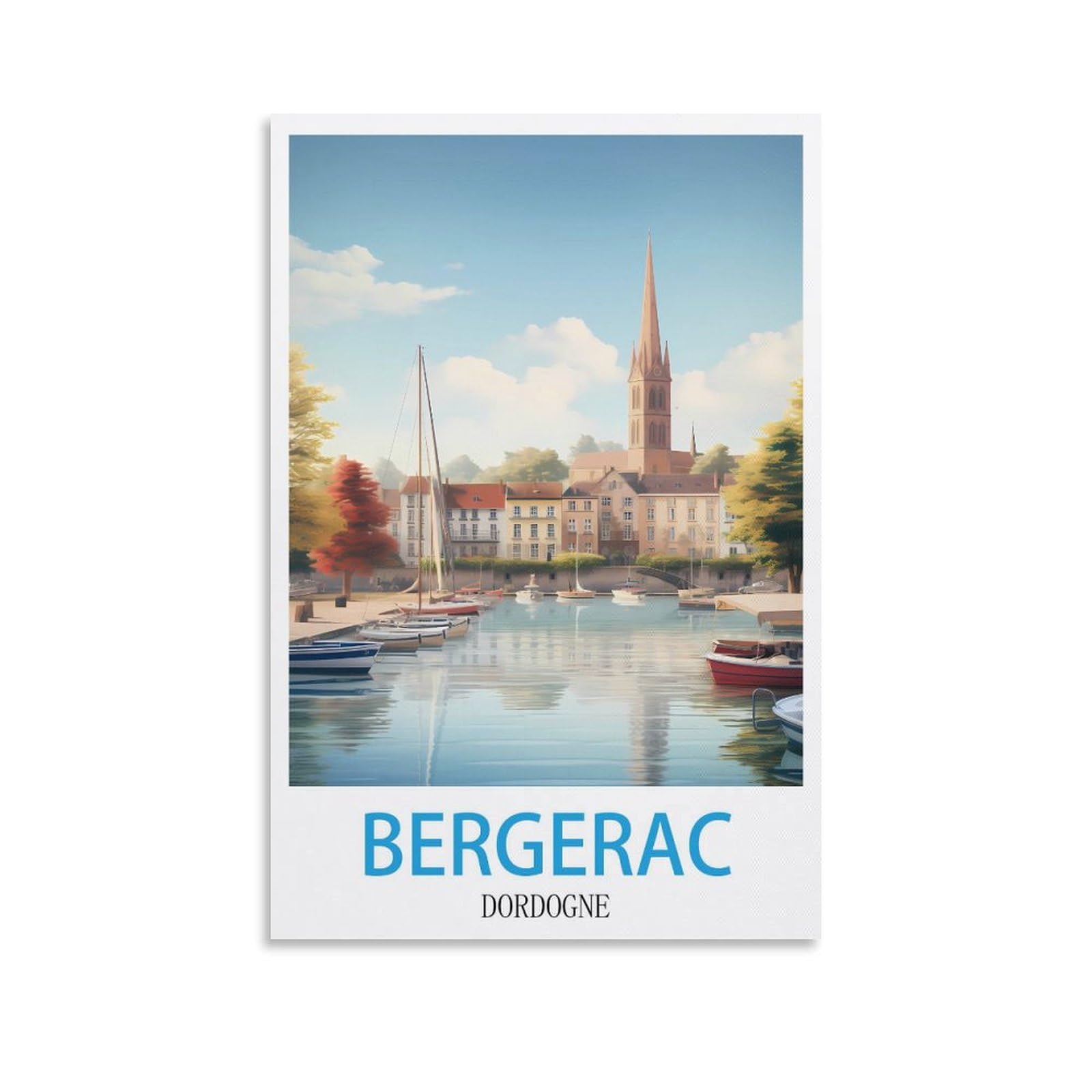 Ceyhno Unframe-Style Bergerac Dordogne Vintage Travel Poster 08X12inch(20X30cm) Canvas Art Poster And Wall Art Picture Print Modern Family Bedroom Decor