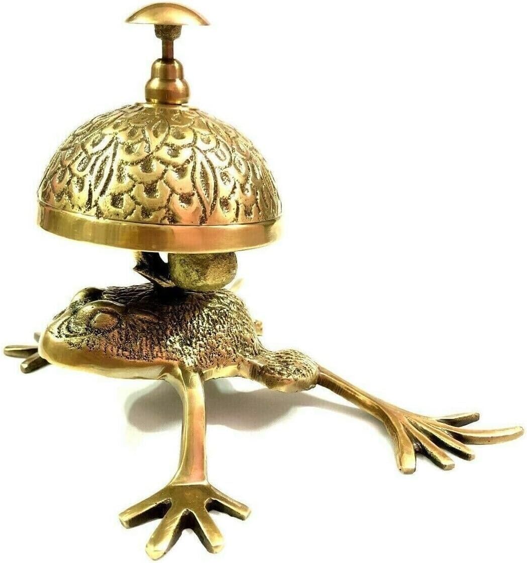 Handcrafted Brass Decorative Bell - Vintage Style & Frog Bell Decorative Bell for Home, Office, Desk & Tabletop