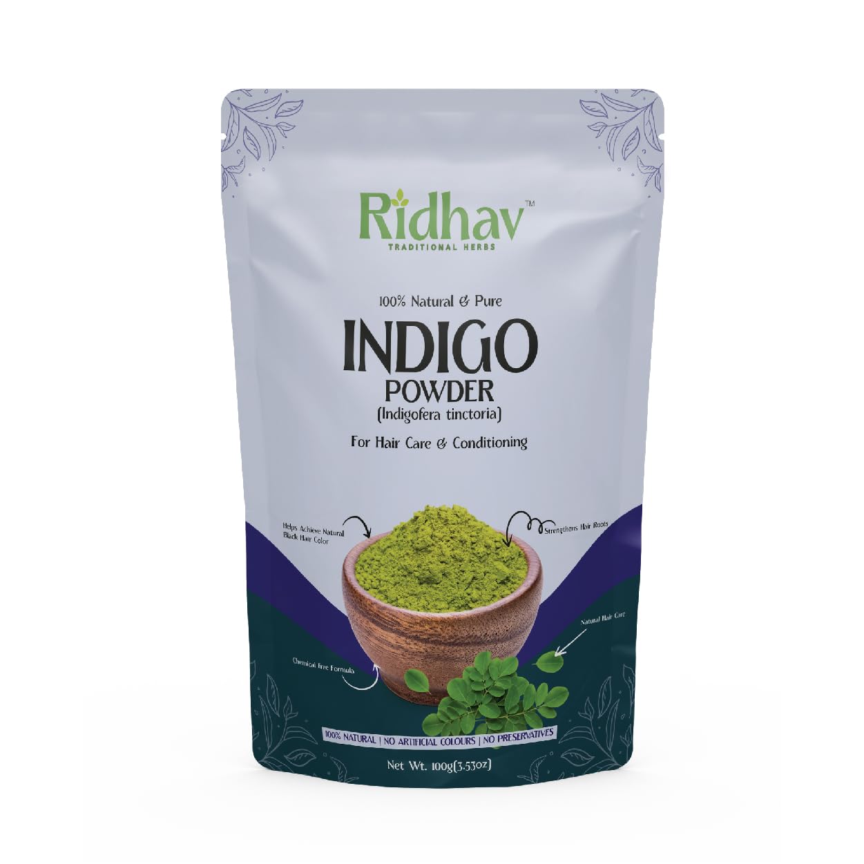Natural Indigo Powder for Hair Coloring | Herbal Indigo Hair Dye Powder | Chemical Free Hair Care for Men & Women-picture-10