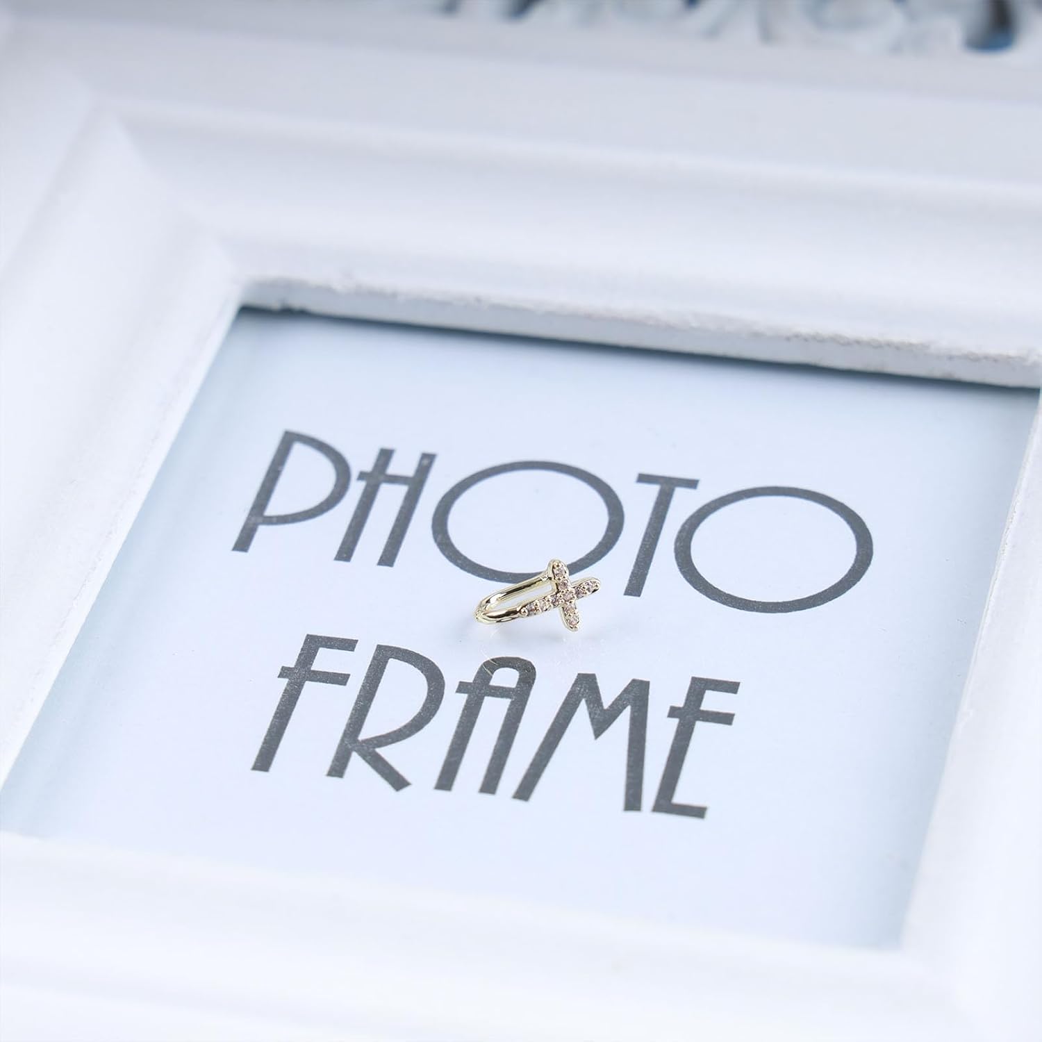 Vintage Crystal Cross Nose Ring Gold Cz Cross Nose Cuff Septum Nose Rings U Shaped Clip On Nose Stud Rhinestone Crucifix Hoop Nose Piercing Jewelry for Women - Image 4