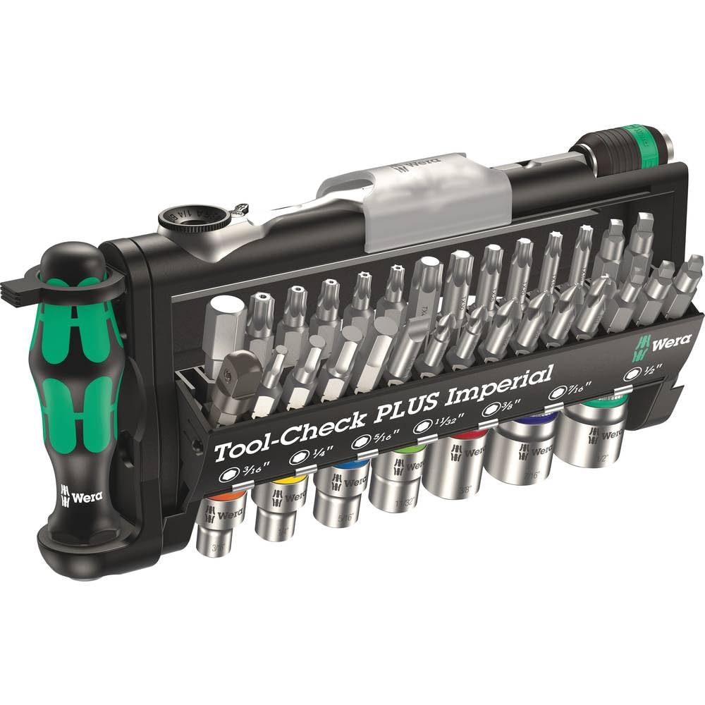 Wera 05056491001 Douilles et Mini-Cliquet "Tool-Check Plus Imperial", 39 pièces, Argent Multicolore