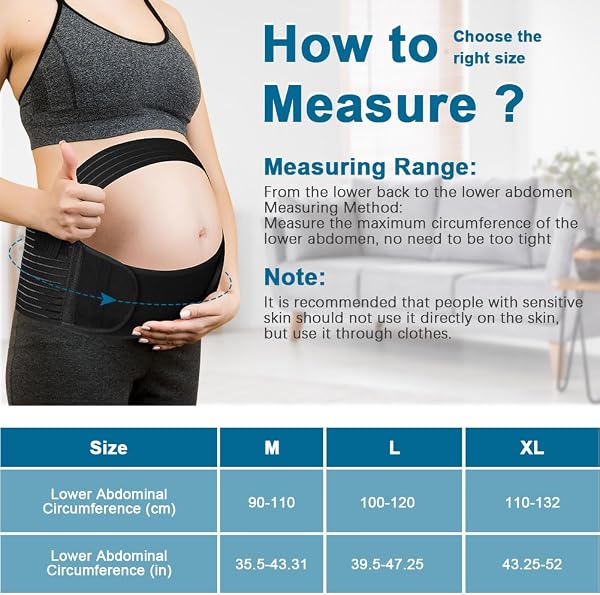 AUYAO Pregnancy Belly Band Maternity Belt Abdominal Binder Maternity Belt, Elastic Pregnancy Support Belt Adjustable Pregnancy Belly Band Pelvic Girdle Belt for Pregnancy Support(Black) - 2