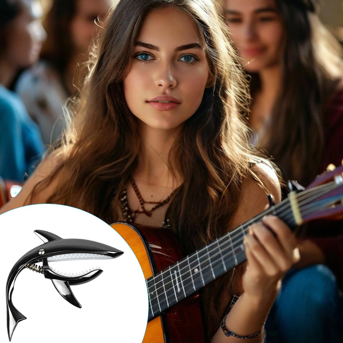 Capo Requin Pour Guitare, Capodastre de guitare en alliage de zinc Capodastre Shark, Capodastre Portable Et Léger, Pince En Métal Légère Et Agréable Au Toucher, Pour Electrique Folk Classique Ukulele