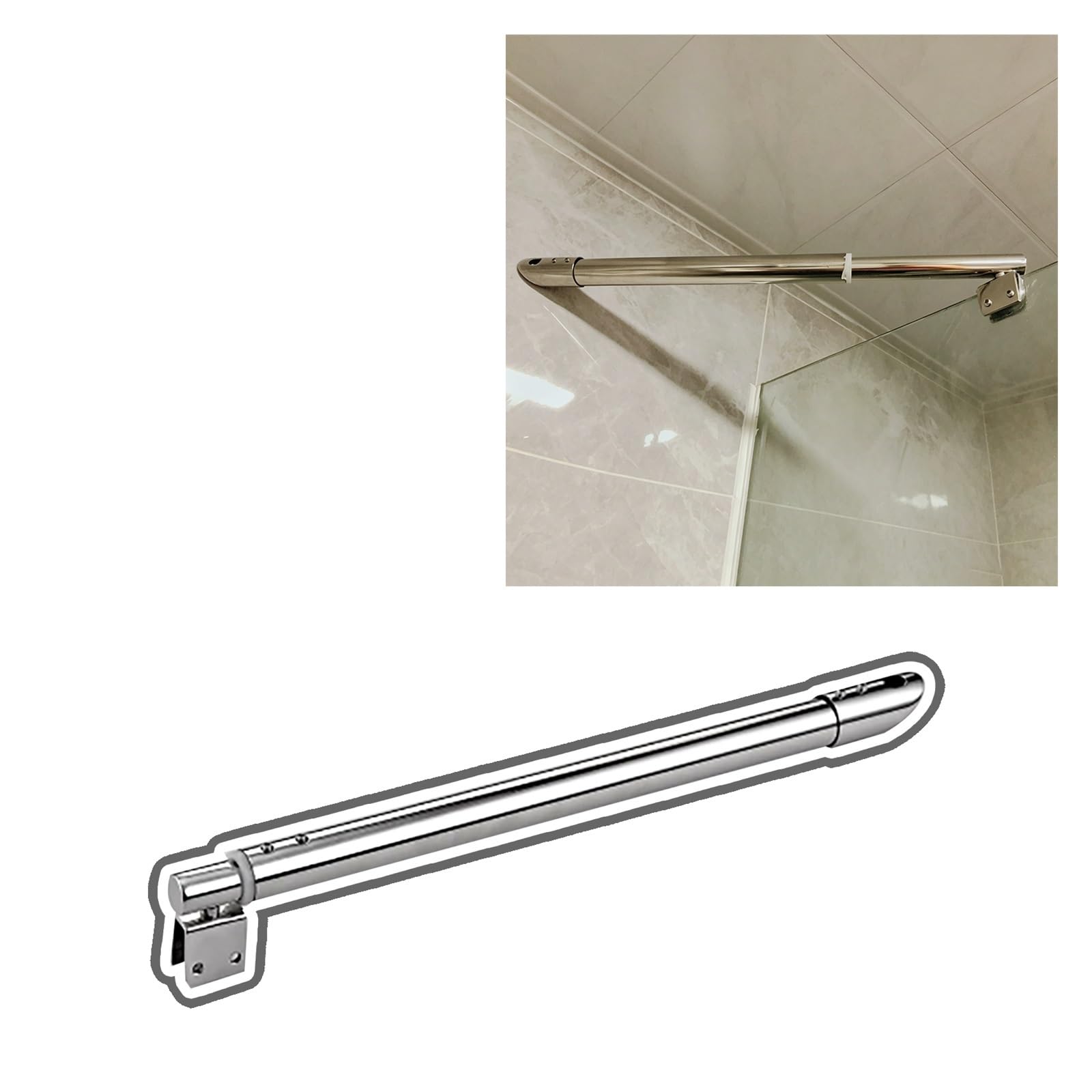 CHZDPP Anti-Loose Frameless Shower Door Support Rod, Telescopic Support Bar for Bathroom/Wet Room/Gym Restrooms, Stops Wobbling Wall-to-Glass Brace(Style C,11.8–19.7in/30–50cm)