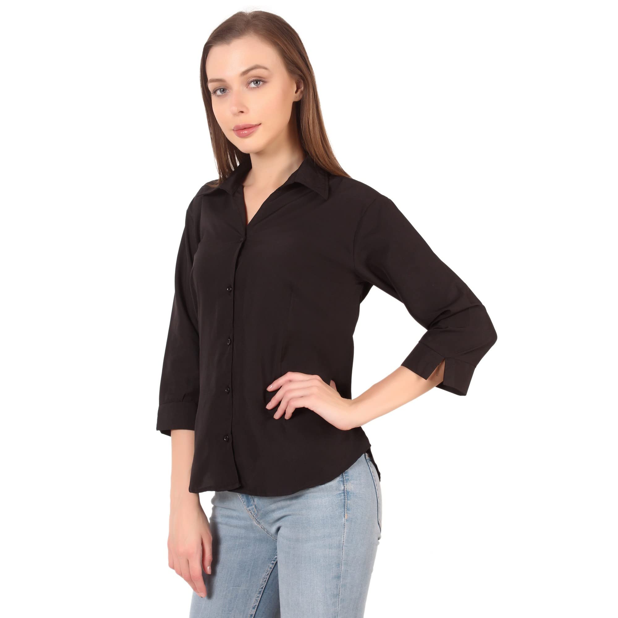 Mamnoon Trendy Formal Women and Girls Shirts Black and White S Size Pack of 2 4