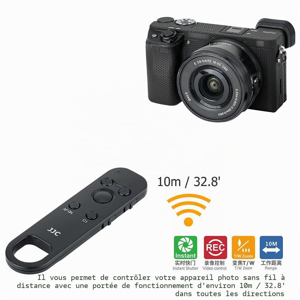 Télécommande sans Fil JJC RMT-P1BT pour caméra Sony ZV-E1 ZV-E10 ZV-1 A7RV A1 A7C A7RIV A9II RX100VII A6100 A6600 (pour caméra Sony A6400 A7RIII A7III A9 RX0II avec Mise à Jour du micrologiciel)
