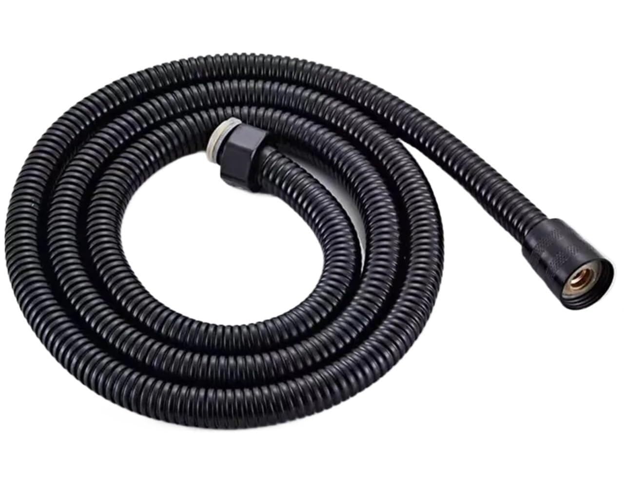 Zhaoqin Black Shower Hose G1/2" Flexible Brushed Gold Shower Hose 1.5M Antique Plumbing Stainless Steel Gray Bathroom Water Head Pipe(Black)