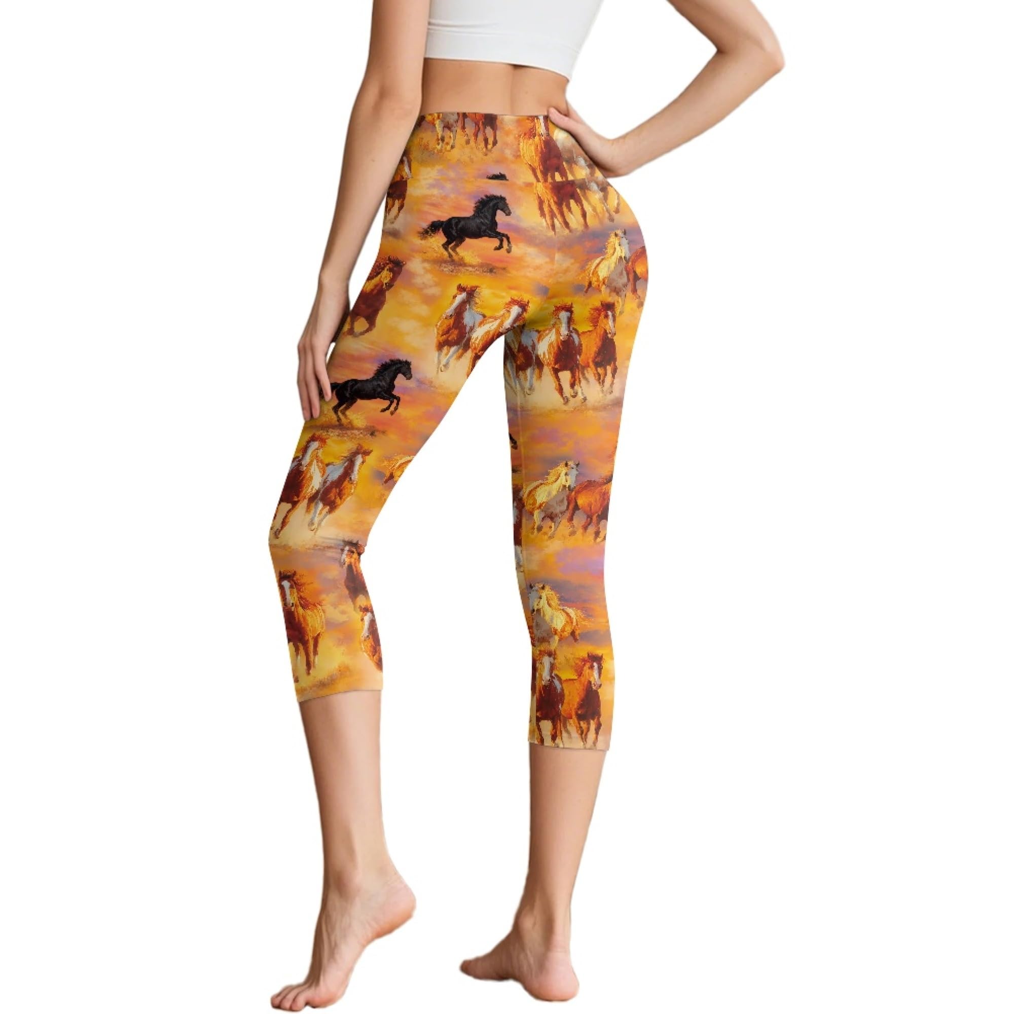 Amzbeauty Capri-Leggings für Damen, 3/4-Länge, hohe Taille, Sporthose mit Taschen, Yoga, Fitness, Laufen, Workout, Fitnessstudio
