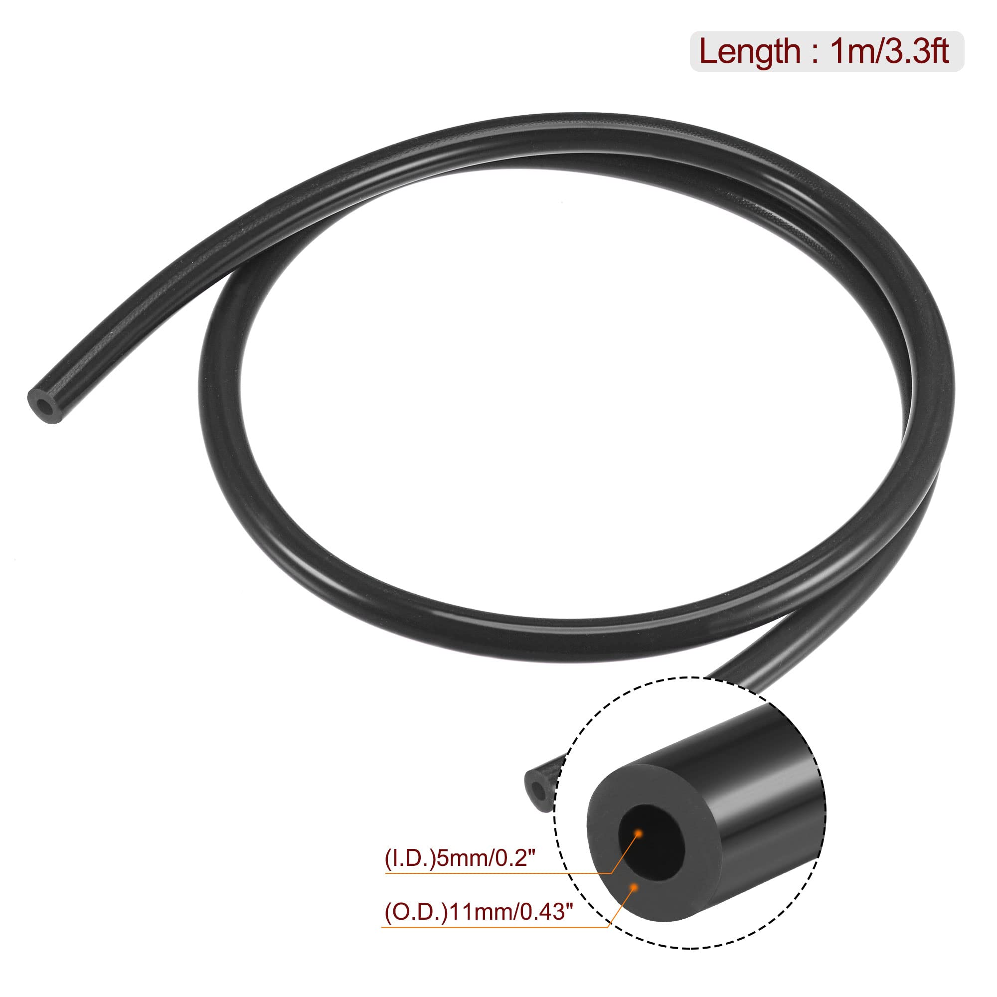 Silikon-Vakuumschlauch 5,5 Ft Für Auto – Hochtemperaturbeständig, 3 Mm Innendurchmesser (Schwarz)