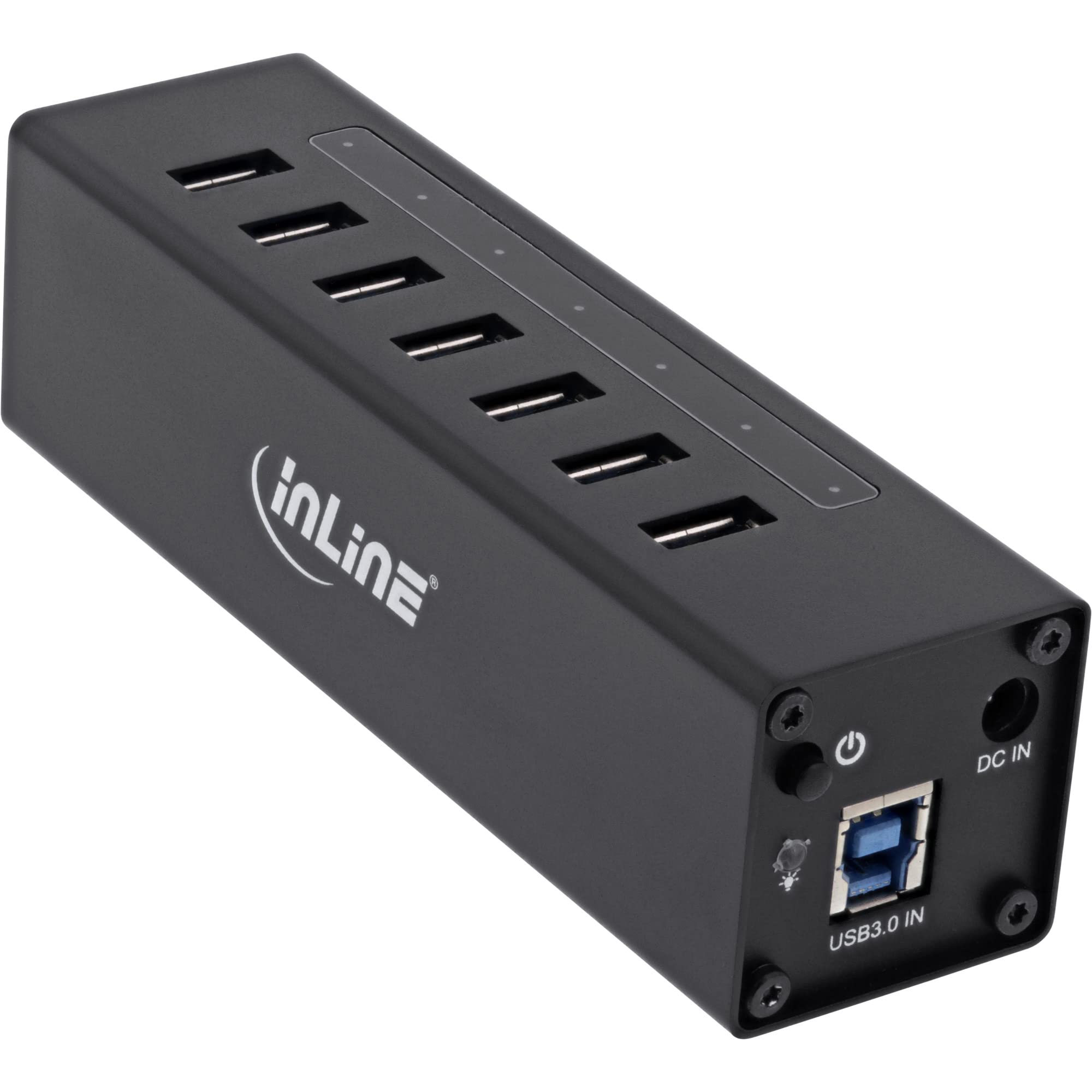 InLine USB 3.0 Hub con Carcasa de Aluminio y la Fuente de alimentación 3A (7-Port Negro