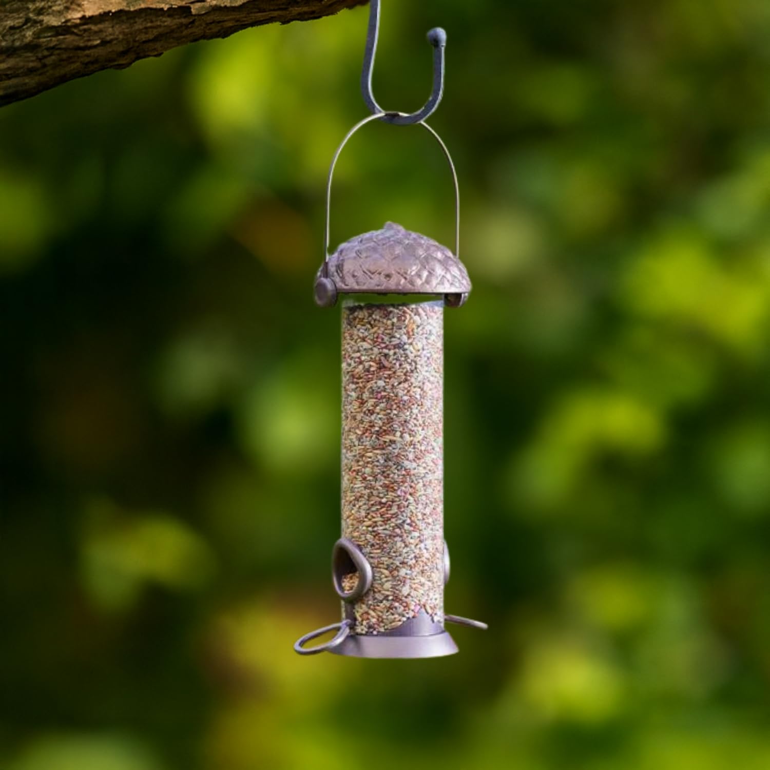 Garden Mile Brown 26Cm Acorn Metal Hanging Bird Feeders For Small Birds Wild Bird Feeder For Weatherproof With Hanging Hook Chain Seed Decorative Heavy Duty Garden Ornaments Outdoor Accessories
