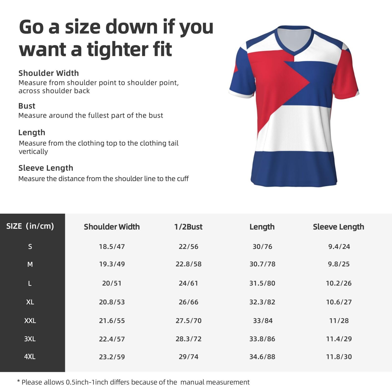 Stylish Athletic Sports Jersey Cuba-Flag Men's Rugby Jersey 3X-Large