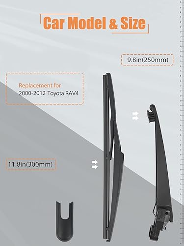 Miniatura 2 de Escobilla del brazo del limpiaparabrisas trasero, repuesto para Toyota RAV4 2000-2012  Reemplazo del conjunto del limpiaparabrisas trasero MIKKUPPA