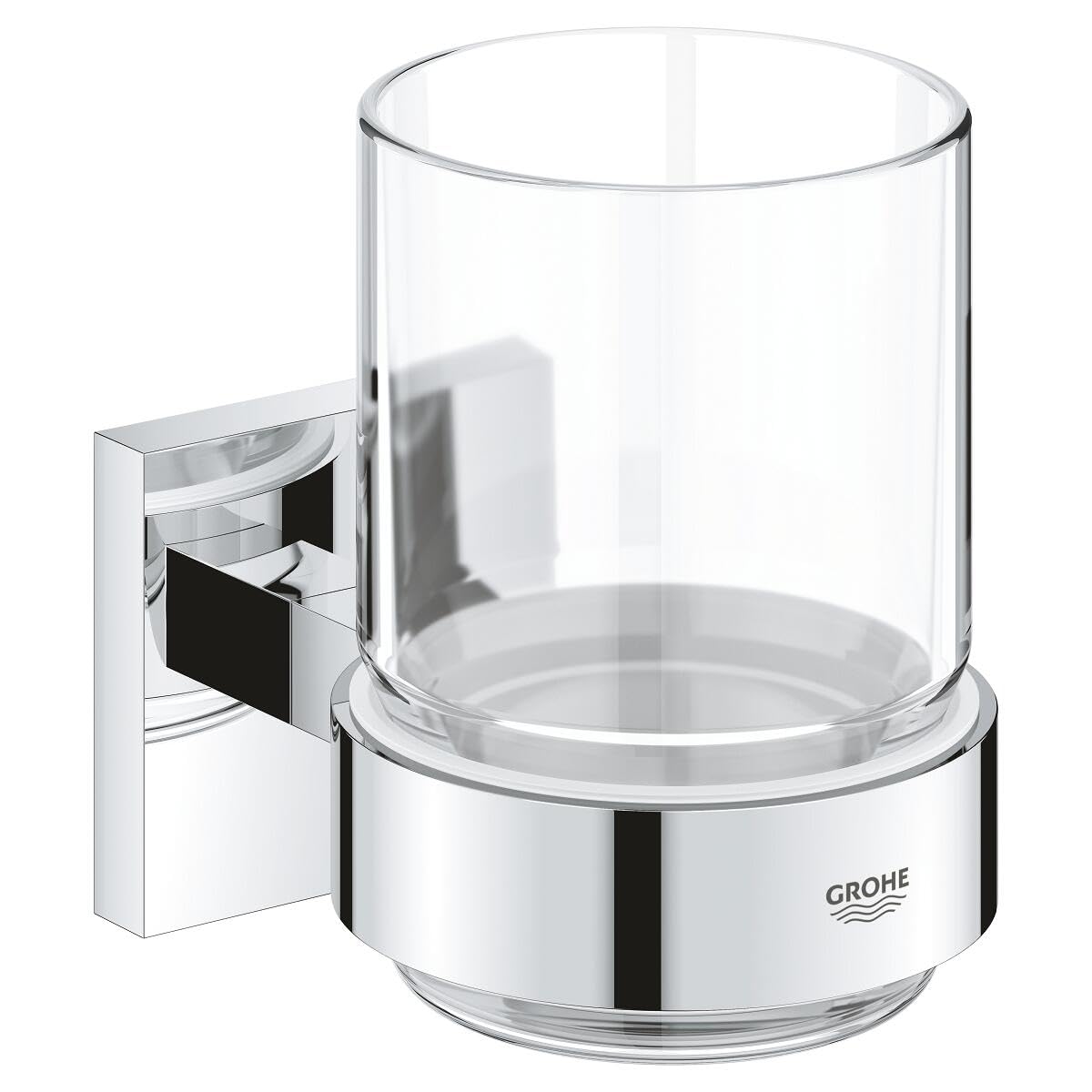 Grohe Start Cube QuickFix - Portacepillos con soporte, cromo, para pegar (pegamento QuickGlue A1) o atornillar, ref. 41097000