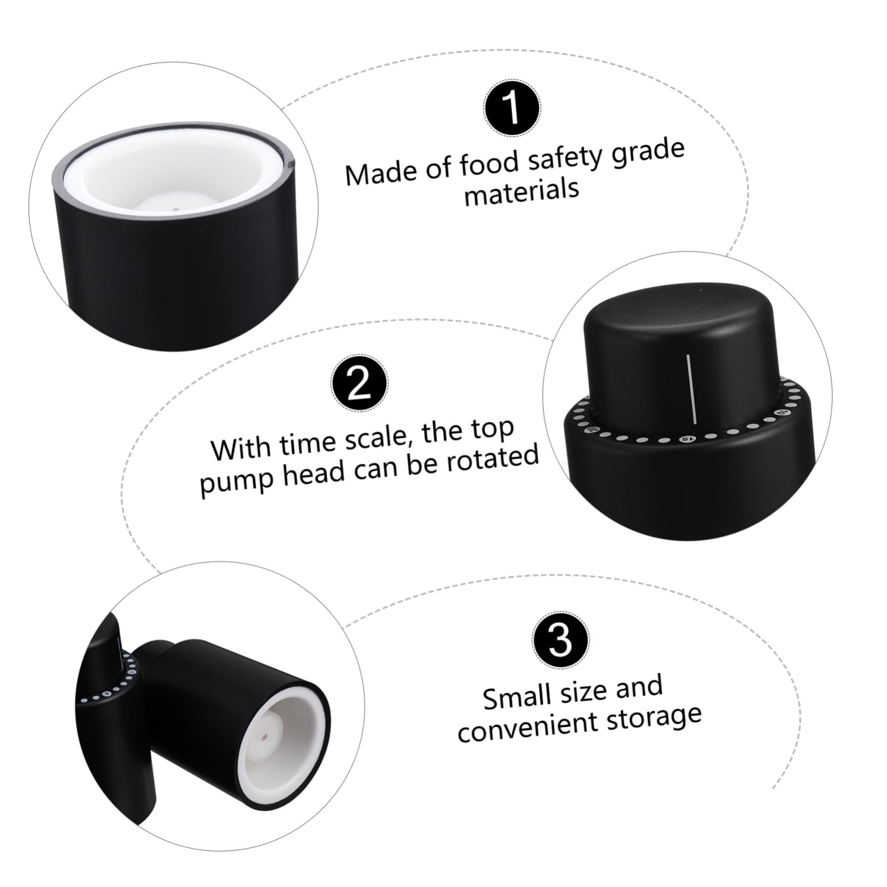 OUNONA 3 Series Corcho Cazador De Focas Tapón Tapa Vino Y Vacío Accesorios Tapones Black El Plastico 2 Piezas X 3