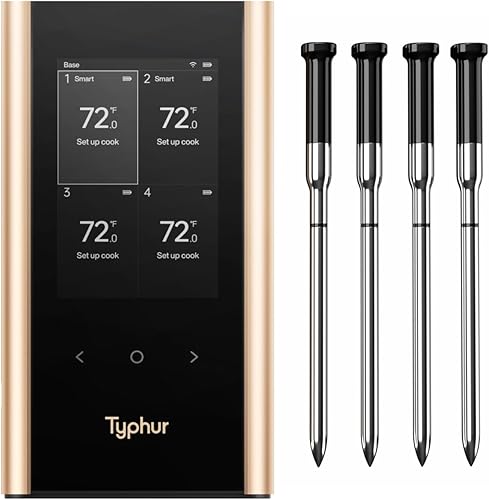 Miniatura 7 de Typhur Sync Gold Termómetro Inalámbrico WiFi para Carne, 2 Sondas Delgadas, 6 Sensores, Señal 10x Más Fuerte, Precisión de ±0.5℉, Configuración