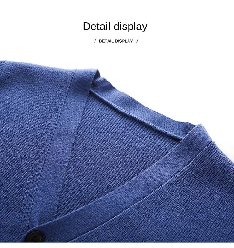Men V Neck Knit Cardigan Casual Sweater Solid Color Loose Sleeveless Vest3