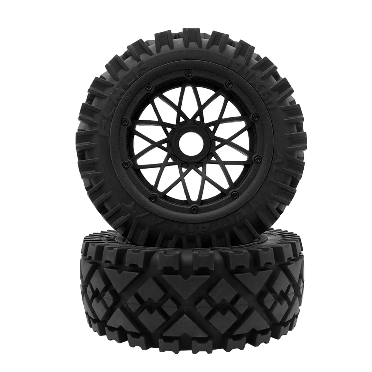 FLMLF All-Terrain Tyre Front Wheel Tire Assembly 2pcs 170X60mm for 1/5 HPI ROFUN BAHA KM ROVAN BAJA 5B SS Rc Car Parts (Black)