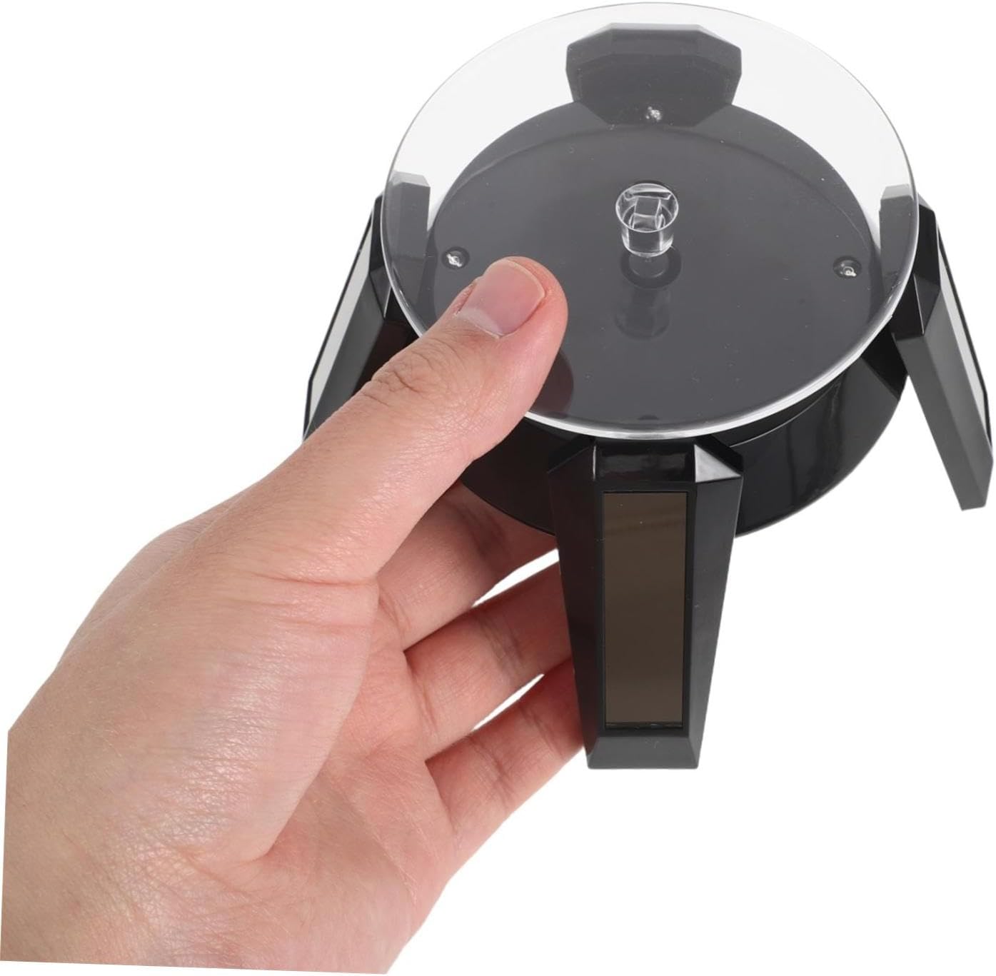 Solar Powered Rotating Jewelry Display Stand 360° Auto Revolving Turntable Black with Battery for Retail Necklace Bracelet Collectible Showcase image 3