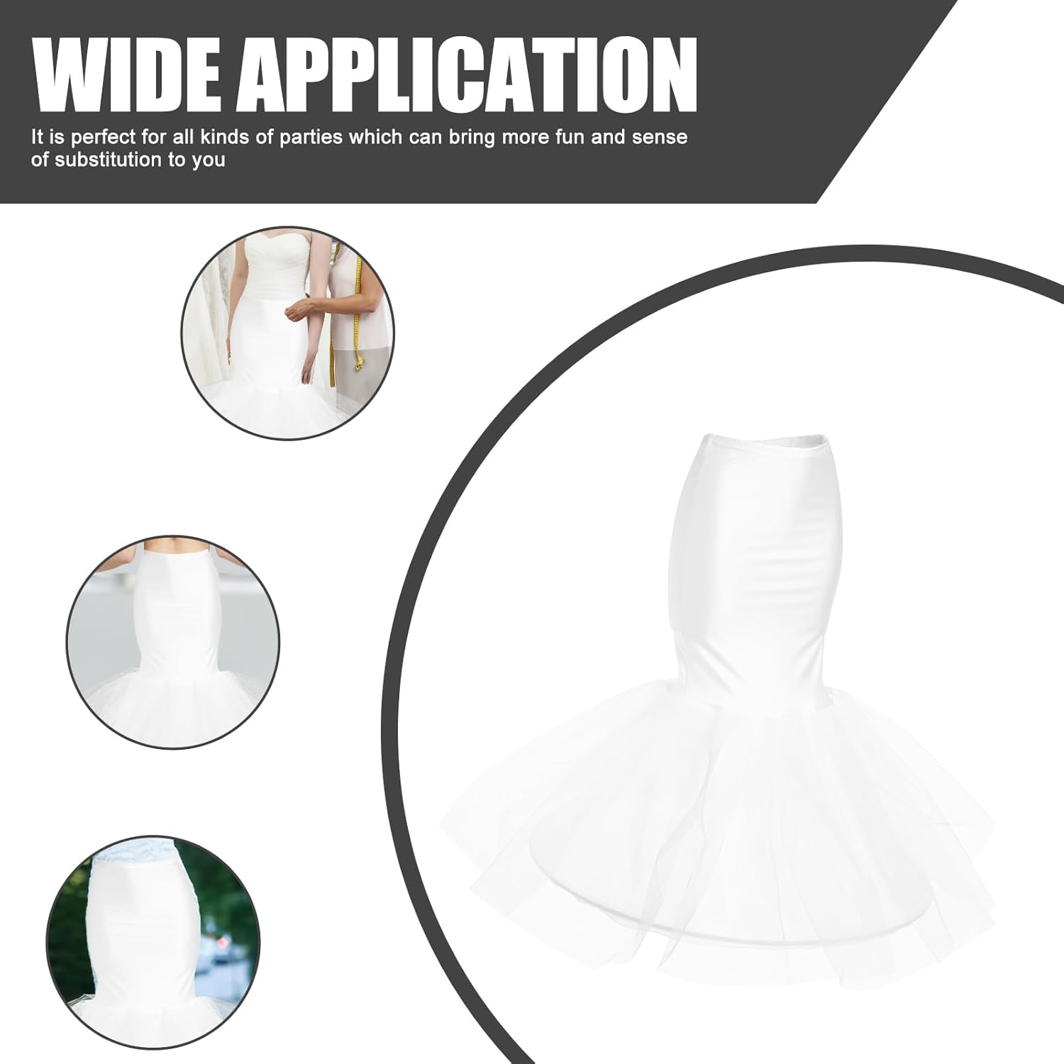 SAFIGLE Petticoat for Wedding Dress with Hoop Crinoline Underskirt Bridal Ball Gown Volume Support White 29.5X29.5X37.4 Inches - Image 7