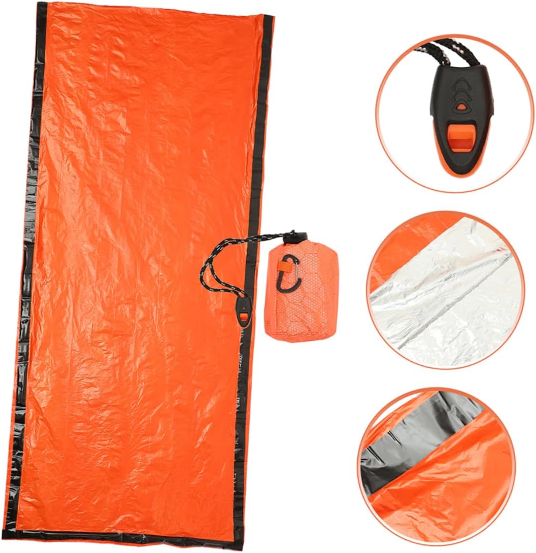 2pcs Lightweight Pe Aluminum Film Emergency Sleeping Bag with Drawstring Sack Portable Bivouac Sack for Adults and Moistureproof for Travel and Outdoor Survival