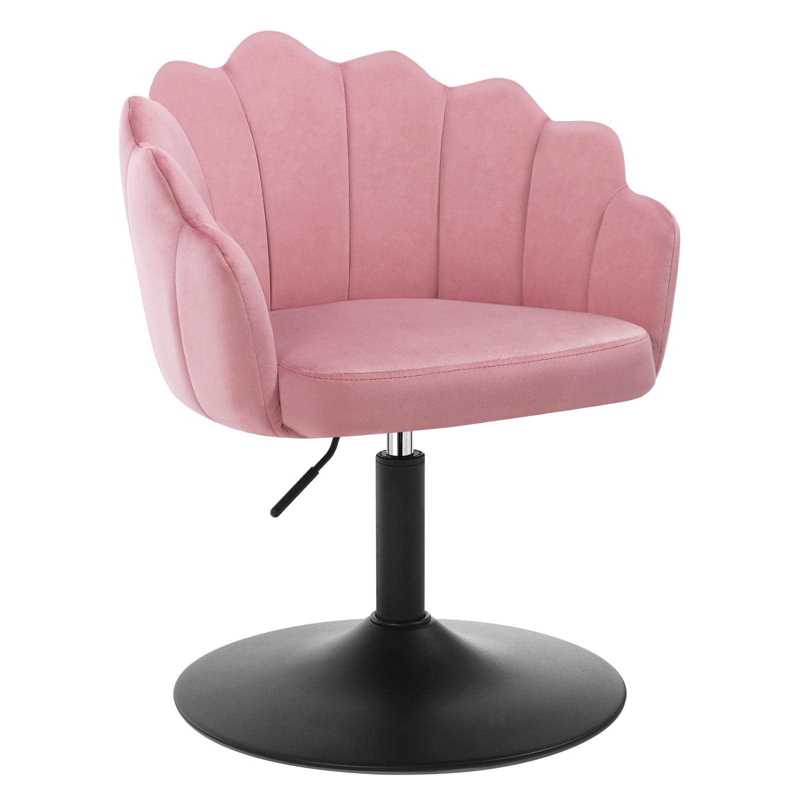 WOLTU Taburete de Tocador con Respaldo Pétalos, Silla Giratoria Maquillaje para Comedor Salón y Bar, Terciopelo, Rosa