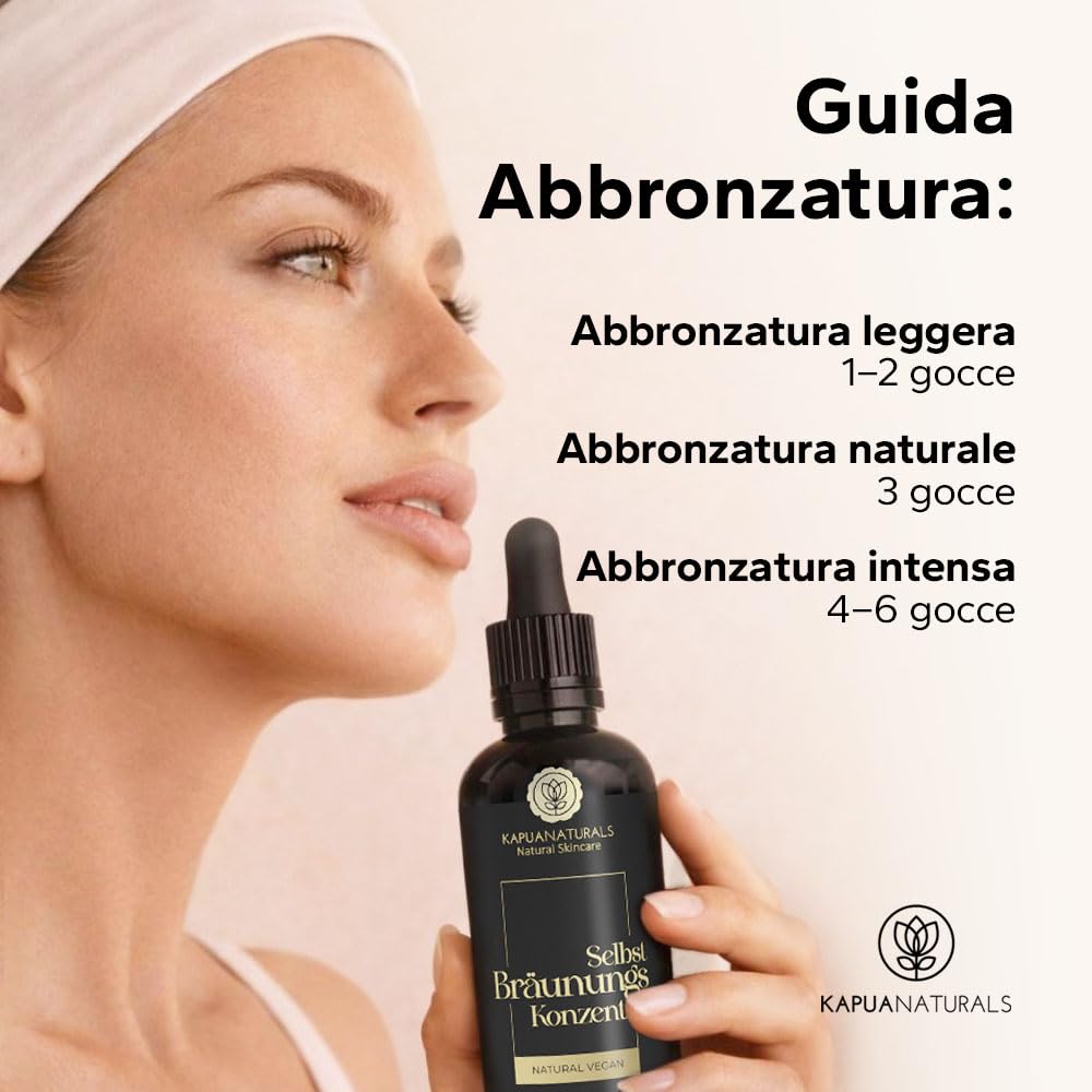 Tanning Drops • Gocce autoabbronzanti viso • 30ml sistema TAN&CARE per un colorito uniforme e naturale • gocce miscelabili • con la tua crema • pH calibrato • booster peptidico • Prodotto in Germania