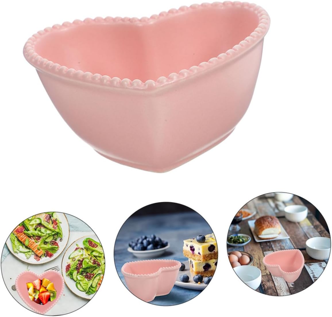 4pcs Heart-shaped Ceramic Bowls for Salad and Dessert Cute for Parties and Casual Gatherings Convenient Kitchen Tableware Easy to Clean and Store