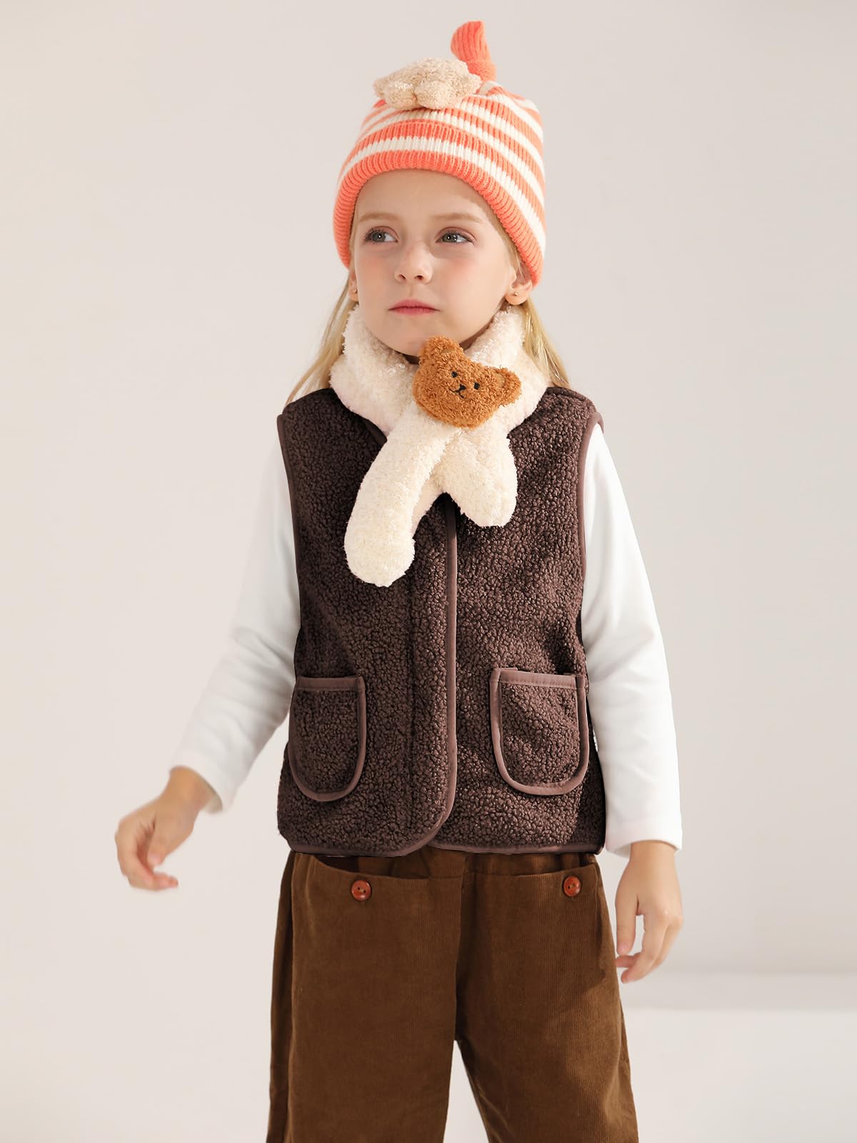 Naiyafly Gilet d'hiver en polaire chaude pour petite fille