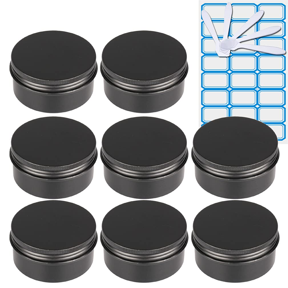 10 Piezas Tarros de Aluminio con tapa Rosca 15ml, Negro Mate Tarros de Aluminio Vacíos Redondo para Contenedor De Cosméticos Cremas Caja de almacenaje con 5 Espátula y 1 Etiqueta — view 12