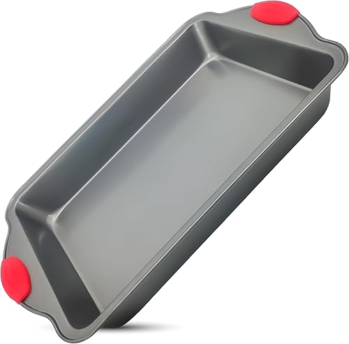Boxiki Kitchen Molde rectangular antiadherente de 9 x 13 pulgadas, bandeja para hornear duradera para delicias de horno y pasteles de hoja, no