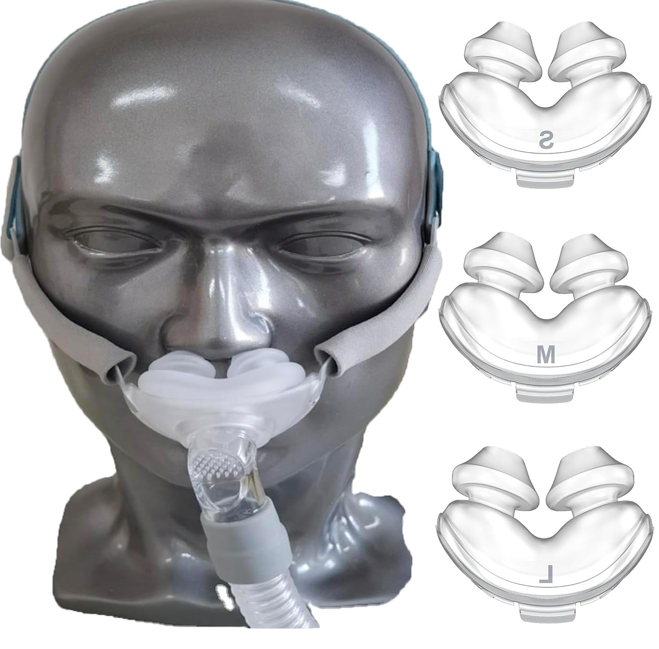 Photo 1 of Unsvorns Nasal Pillow Supplies - Includes 3 Packs Nasal Mask Nose Pillows Small, Medium, and Large Nose Cushions - Includes Tube, Frame, and Strap