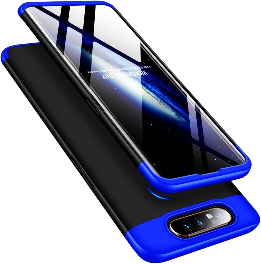 Samsung A80 Case, 3 in 1 Ultra Thin Hard PC Case Premium Slim 360 Degree Full Body Protective Shockproof Cover for Samsung Galaxy A80. 3 in 1- Blue + Black