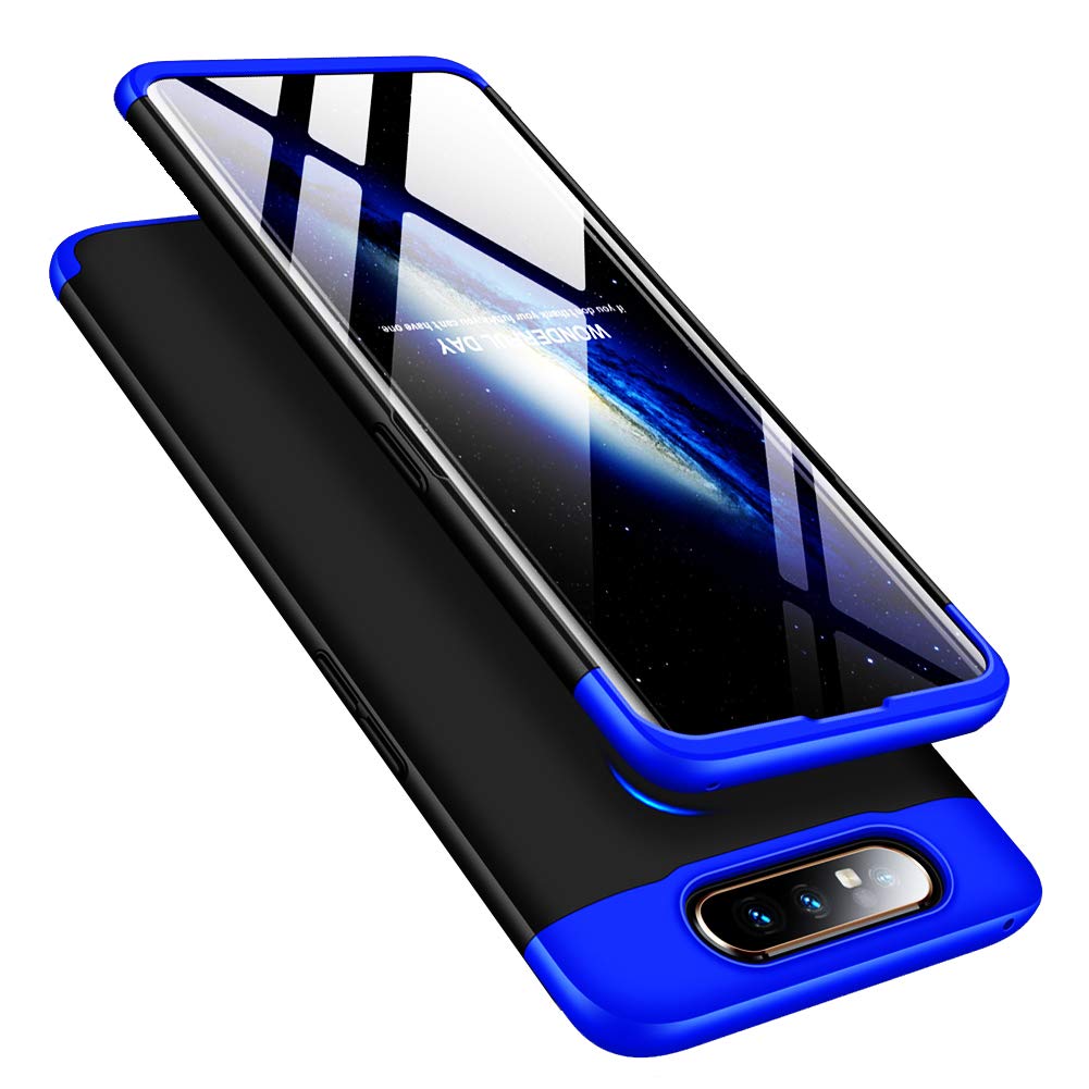 MRSTER Samsung A80 Case, 3 in 1 Ultra Thin Hard PC Case Premium Slim 360 Degree Full Body Protective Shockproof Cover for Samsung Galaxy A80. 3 in 1- Blue + Black